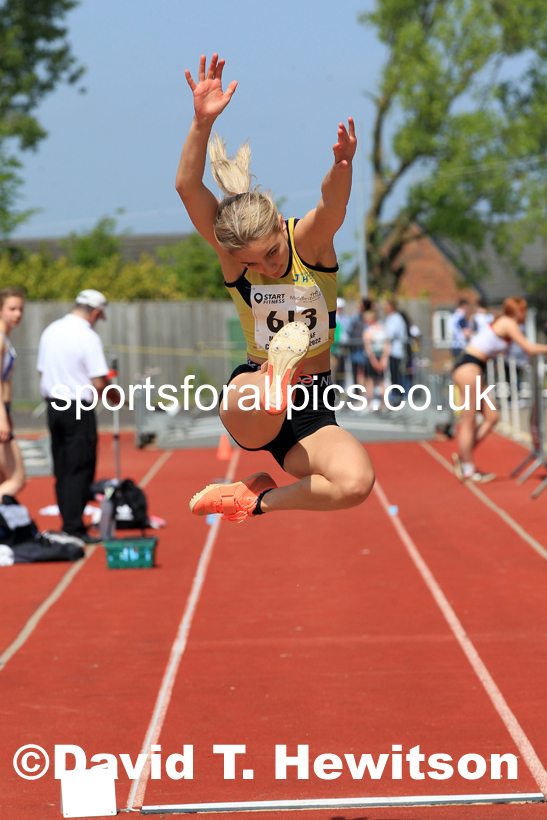 Women and Girls long jump, 2022 North Eastern Track and Field Champs., Middlesbrough. David T. Hewitson/Sports for All Pics